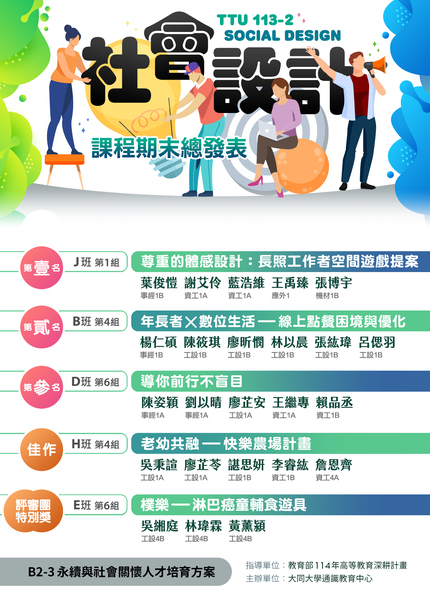大同大學 113-2【社會設計】期末發表。得獎名單圖片