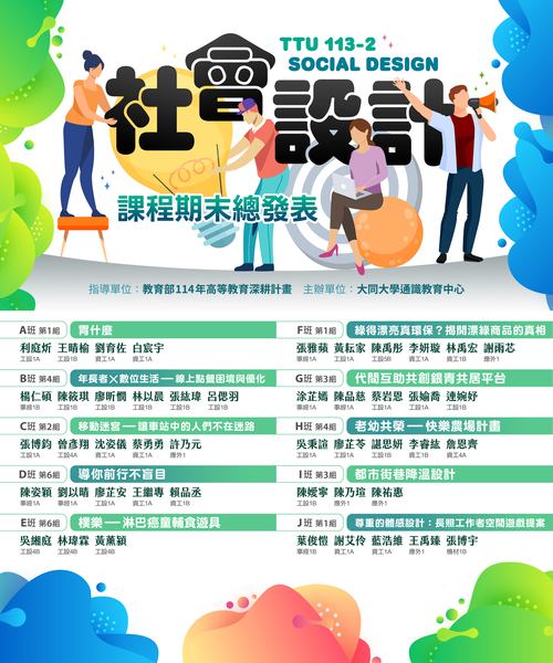 大同大學 113-2【社會設計】期末發表出場名單圖片